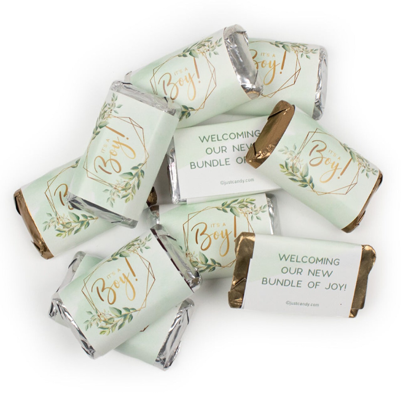 34 Pcs Boy Baby Shower Candy Chocolate Party Favors - Goodie Bag Filler or Candy Buffet Supplies - Botanicals
